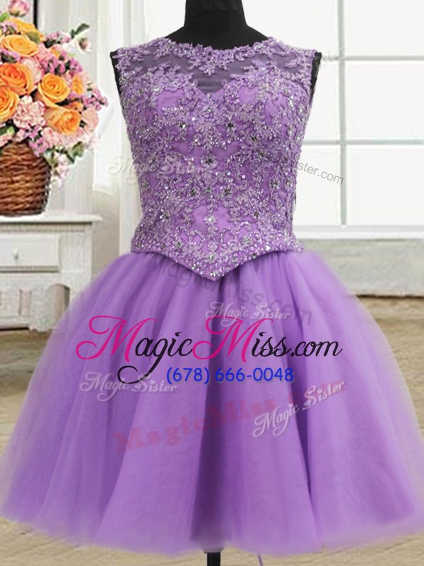 wholesale fitting three piece scoop floor length lace up 15 quinceanera dress lilac and in for military ball and sweet 16 and quinceanera with beading and appliques