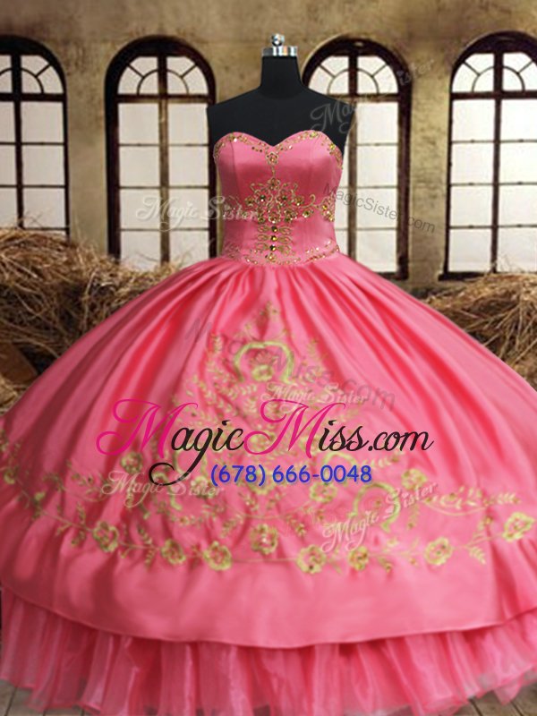 wholesale free and easy pink lace up sweet 16 quinceanera dress beading and embroidery sleeveless floor length