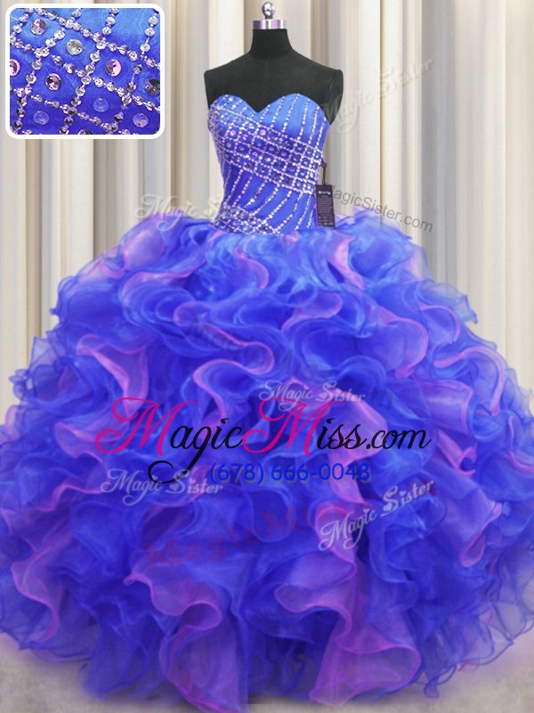 wholesale admirable multi-color organza lace up sweetheart sleeveless floor length sweet 16 dresses beading and ruffles