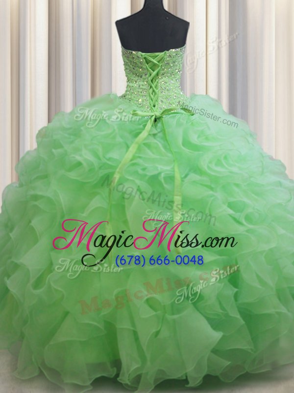 wholesale fantastic floor length quinceanera gown organza sleeveless beading and ruffles