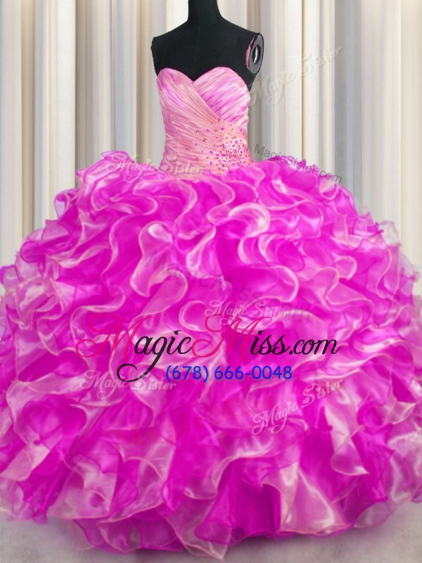 wholesale pretty sleeveless lace up floor length beading and ruffles 15 quinceanera dress