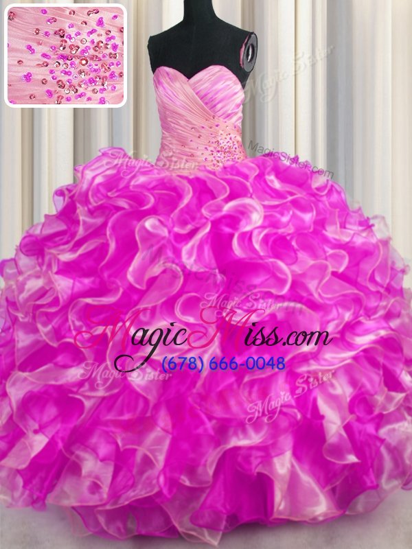 wholesale pretty sleeveless lace up floor length beading and ruffles 15 quinceanera dress