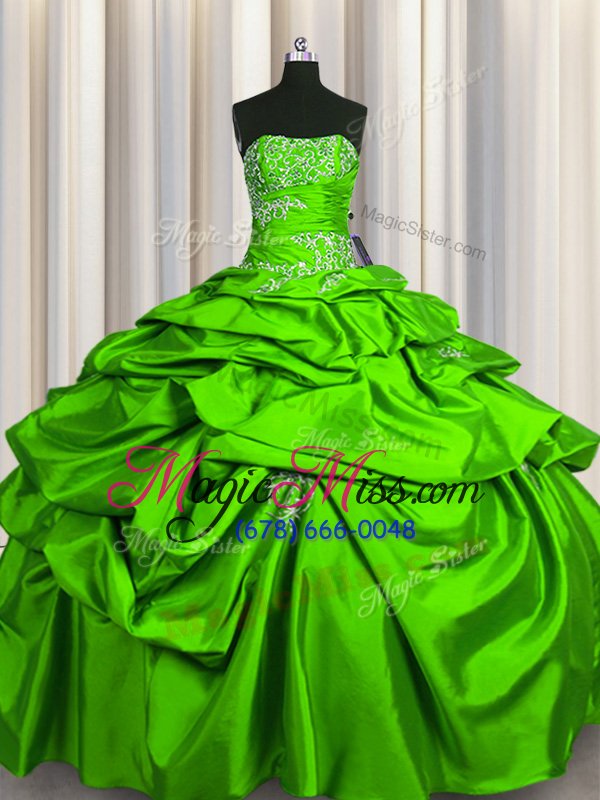 wholesale spectacular floor length quinceanera dresses taffeta sleeveless beading and pick ups