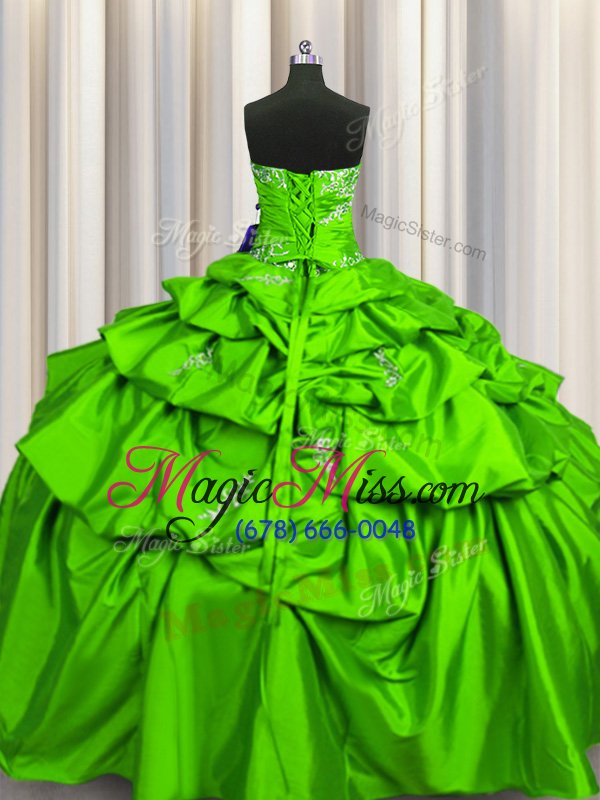 wholesale spectacular floor length quinceanera dresses taffeta sleeveless beading and pick ups