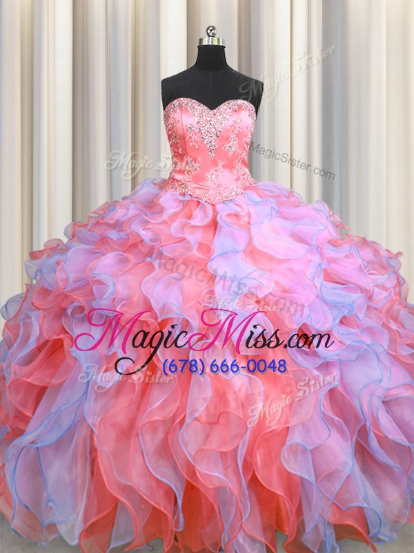 wholesale fine multi-color 15th birthday dress military ball and sweet 16 and quinceanera and for with beading and appliques and ruffles sweetheart sleeveless lace up