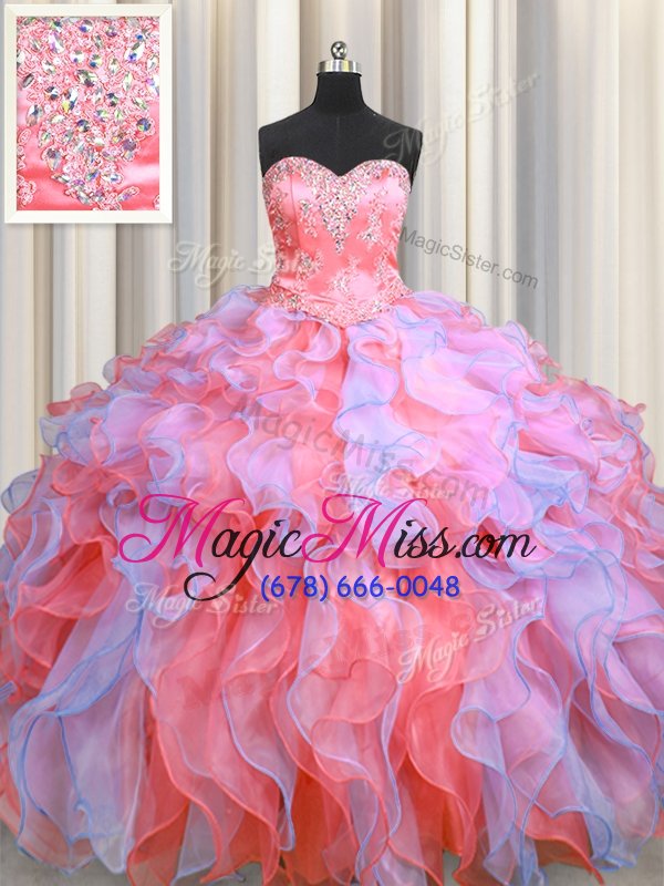 wholesale fine multi-color 15th birthday dress military ball and sweet 16 and quinceanera and for with beading and appliques and ruffles sweetheart sleeveless lace up