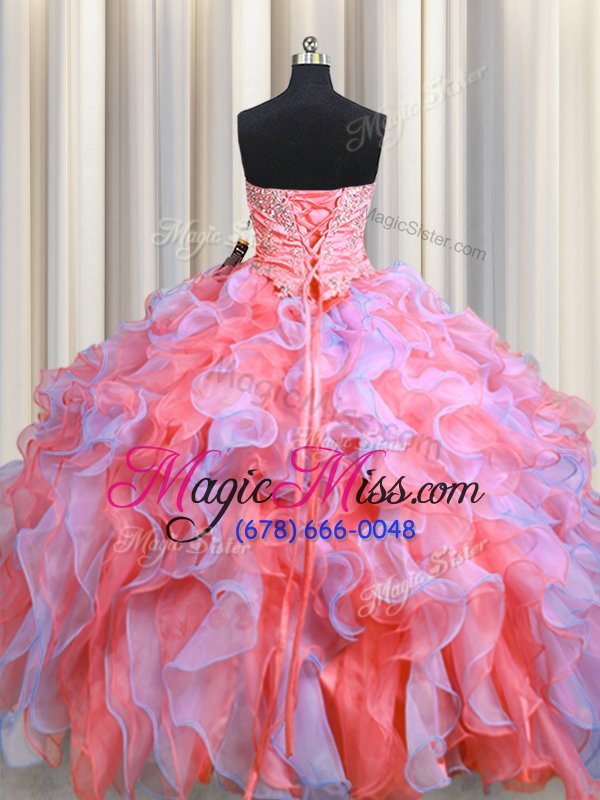 wholesale fine multi-color 15th birthday dress military ball and sweet 16 and quinceanera and for with beading and appliques and ruffles sweetheart sleeveless lace up