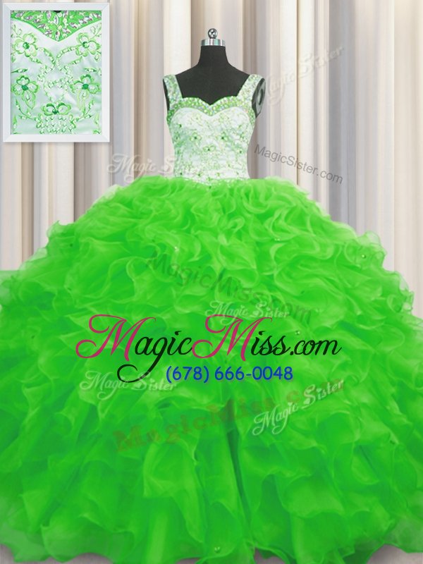 wholesale sexy ball gowns quinceanera gown straps organza sleeveless floor length lace up