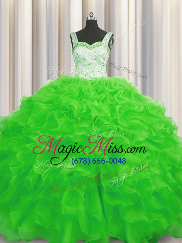 wholesale sexy ball gowns quinceanera gown straps organza sleeveless floor length lace up