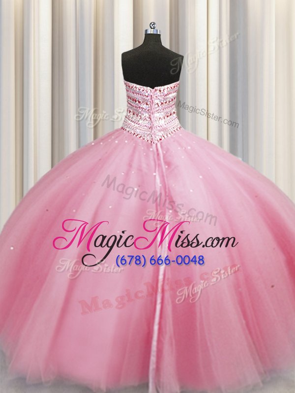 wholesale delicate bling-bling big puffy sleeveless lace up floor length beading sweet 16 dresses