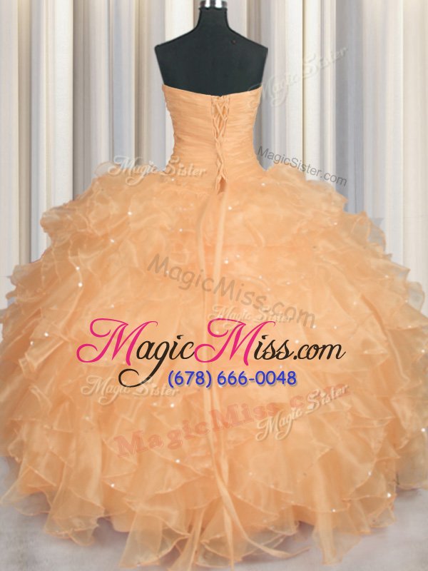 wholesale floor length orange quinceanera dresses sweetheart sleeveless lace up