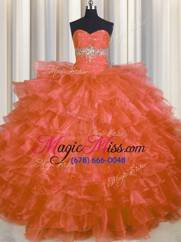 wholesale beauteous ruffled layers floor length orange vestidos de quinceanera sweetheart sleeveless lace up