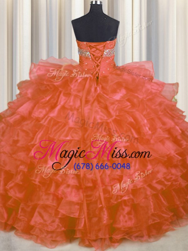 wholesale beauteous ruffled layers floor length orange vestidos de quinceanera sweetheart sleeveless lace up