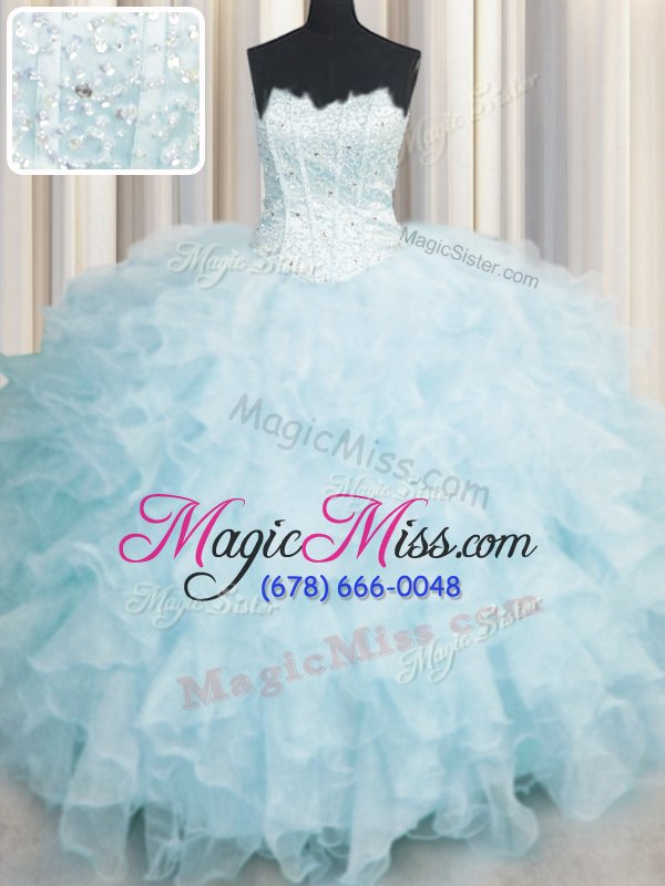 wholesale sexy scalloped floor length lace up quinceanera gown baby blue and in for military ball and sweet 16 and quinceanera with ruffles