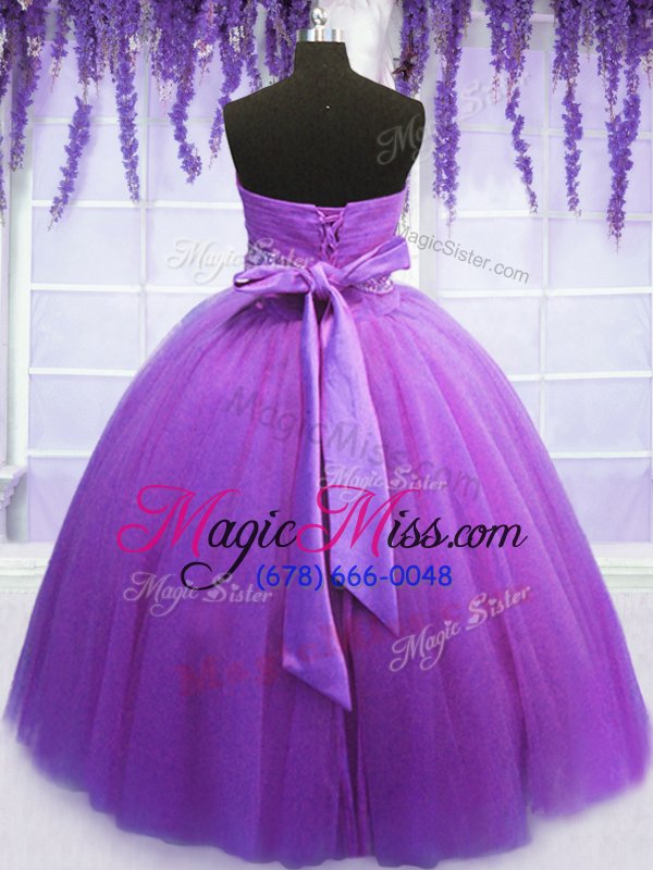 wholesale on sale belt quince ball gowns purple lace up sleeveless floor length