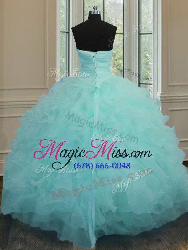 wholesale amazing sweetheart sleeveless organza 15th birthday dress beading and ruffles lace up