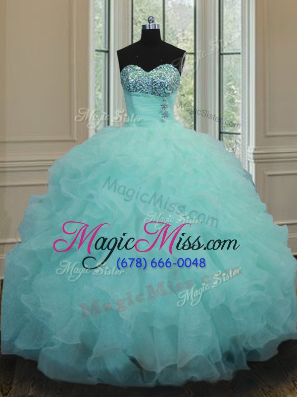 wholesale amazing sweetheart sleeveless organza 15th birthday dress beading and ruffles lace up