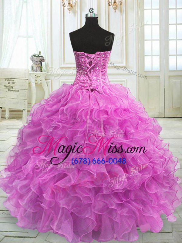 wholesale amazing organza sleeveless floor length quinceanera dresses and beading and ruffles