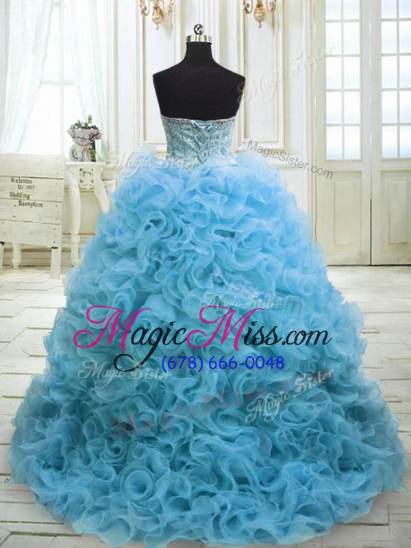 wholesale traditional sleeveless sweep train beading and sequins lace up vestidos de quinceanera