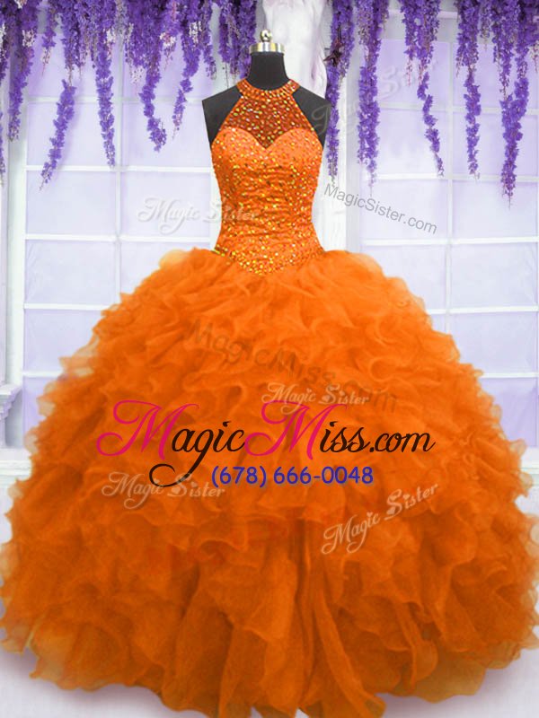 wholesale deluxe organza sleeveless floor length quinceanera gowns and beading and ruffles