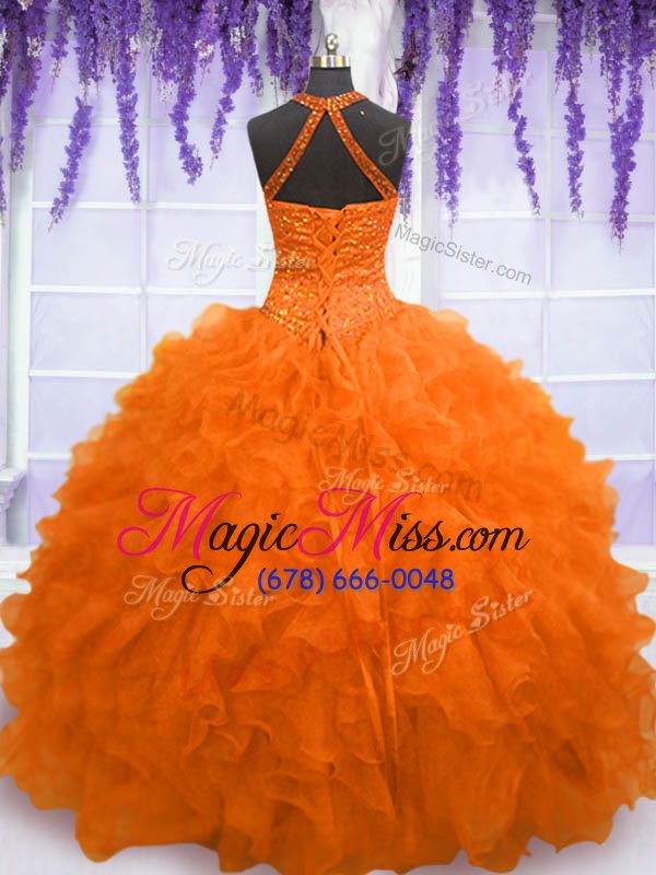 wholesale deluxe organza sleeveless floor length quinceanera gowns and beading and ruffles