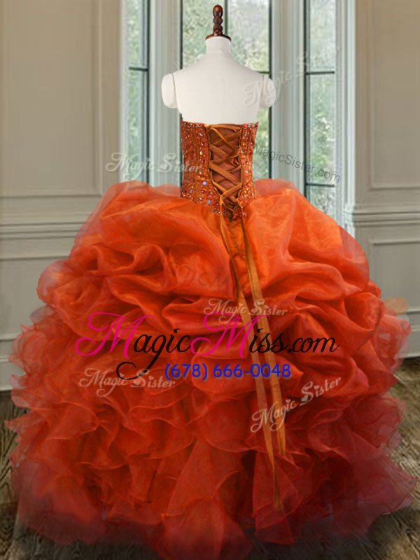 wholesale nice ball gowns ball gown prom dress orange sweetheart organza sleeveless floor length lace up