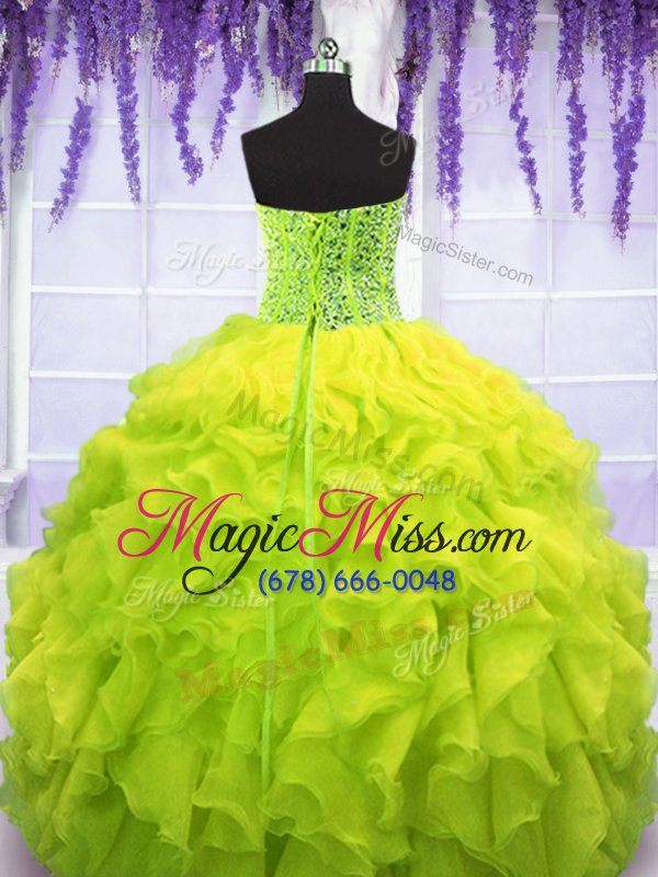 wholesale smart ball gowns sweet 16 quinceanera dress yellow green sweetheart organza sleeveless floor length lace up