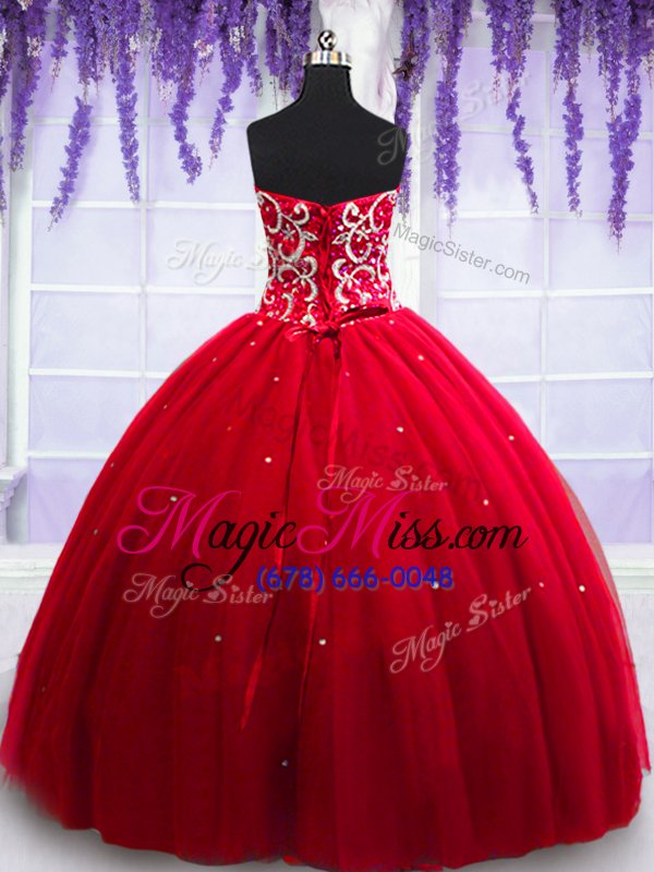 wholesale spectacular red sleeveless beading floor length quinceanera gowns