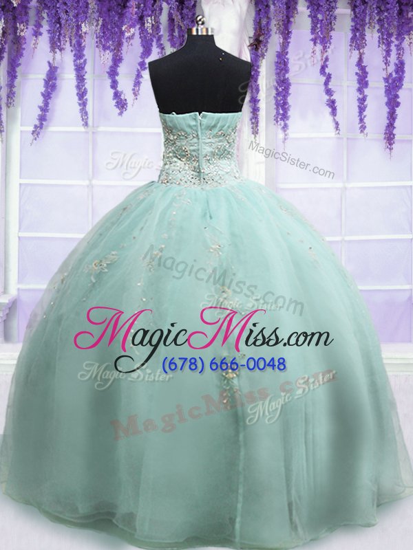 wholesale exceptional light blue sleeveless beading and embroidery floor length quince ball gowns