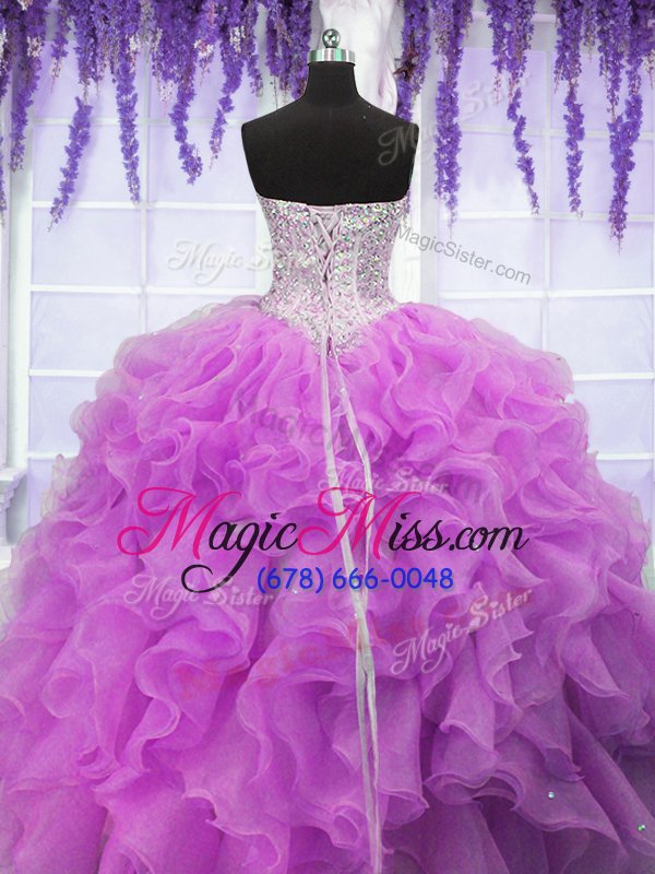 wholesale unique floor length lace up 15 quinceanera dress fuchsia and in for military ball and sweet 16 and quinceanera with ruffles