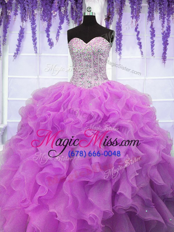 wholesale unique floor length lace up 15 quinceanera dress fuchsia and in for military ball and sweet 16 and quinceanera with ruffles