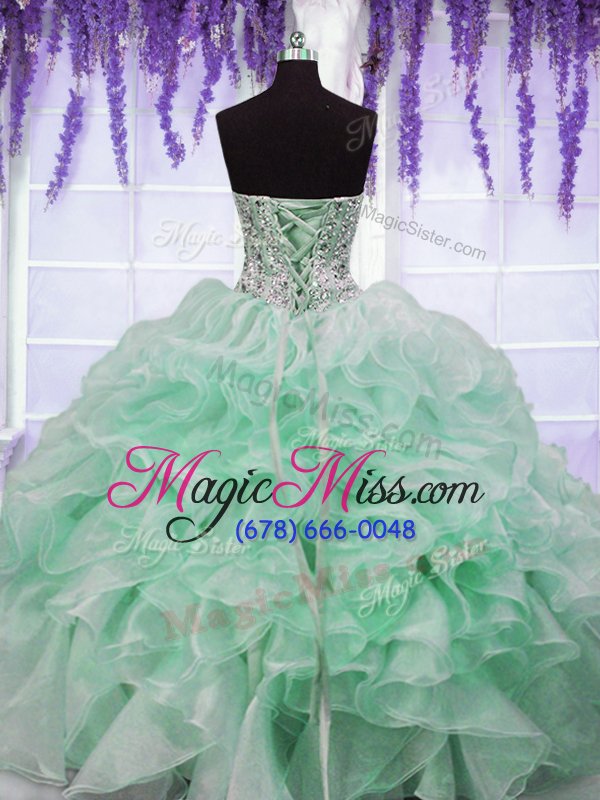 wholesale customized sweetheart sleeveless lace up sweet 16 quinceanera dress apple green organza