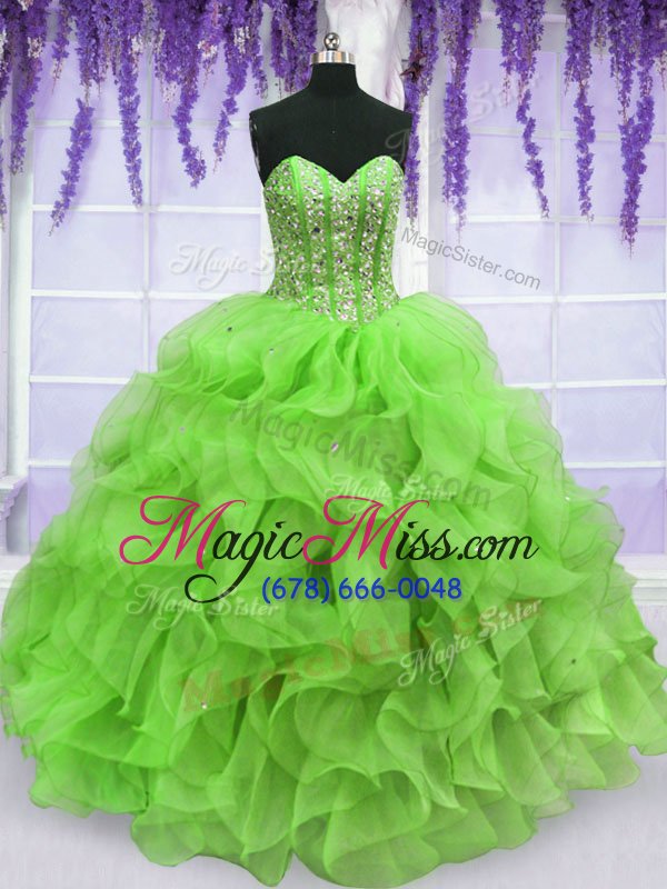 wholesale dazzling sweetheart lace up ruffles and sequins sweet 16 dress sleeveless