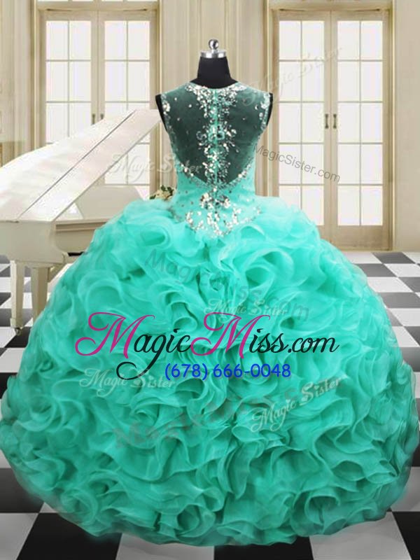 wholesale deluxe straps straps floor length apple green sweet 16 dress organza sleeveless beading and ruffles