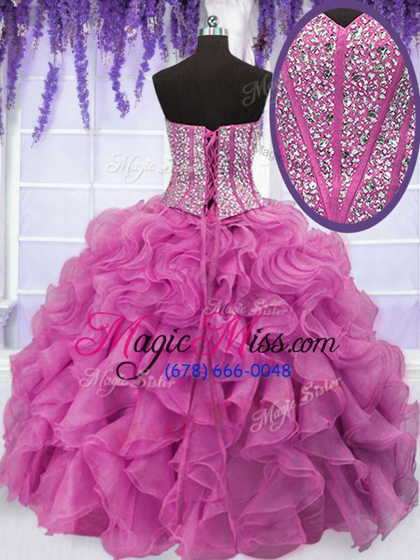 wholesale traditional sleeveless beading and ruffles lace up quinceanera gown