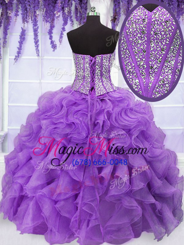 wholesale fine organza sleeveless floor length ball gown prom dress and beading and ruffles