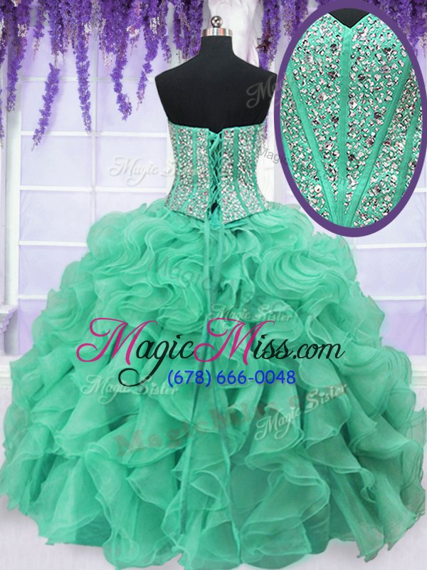 wholesale fantastic floor length turquoise sweet 16 dresses sweetheart sleeveless lace up