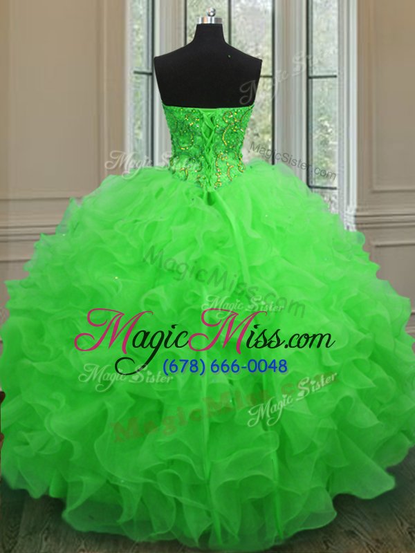 wholesale organza sweetheart sleeveless lace up beading and ruffles sweet 16 dresses in