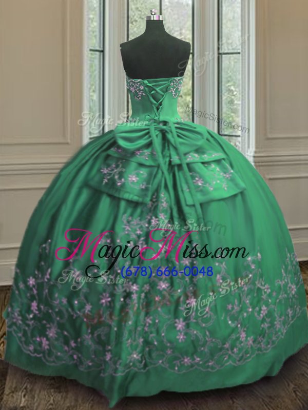 wholesale glorious green lace up sweet 16 dress embroidery sleeveless floor length