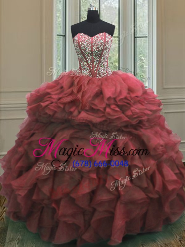 wholesale unique pink sleeveless organza lace up ball gown prom dress for military ball and sweet 16 and quinceanera