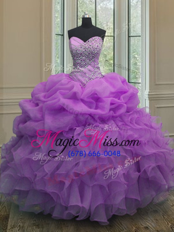 wholesale fantastic pick ups ball gowns quinceanera gown lavender sweetheart organza sleeveless floor length lace up