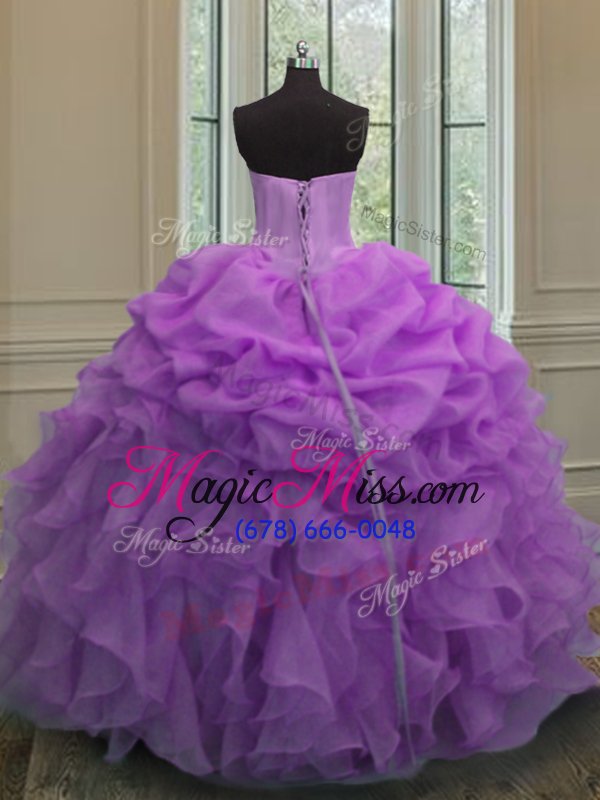 wholesale fantastic pick ups ball gowns quinceanera gown lavender sweetheart organza sleeveless floor length lace up