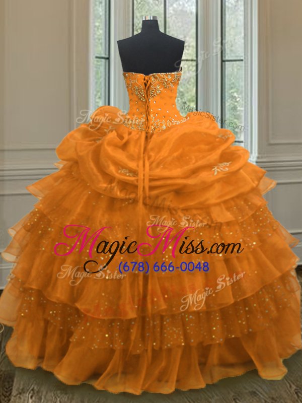 wholesale fantastic sweetheart sleeveless organza vestidos de quinceanera beading and ruffled layers and pick ups lace up