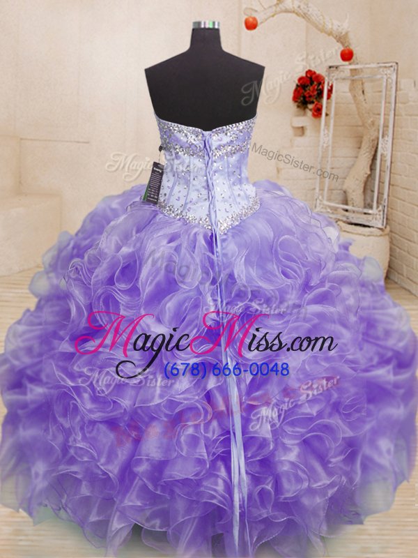 wholesale stunning lavender ball gowns beading and ruffles sweet 16 dress lace up organza sleeveless floor length