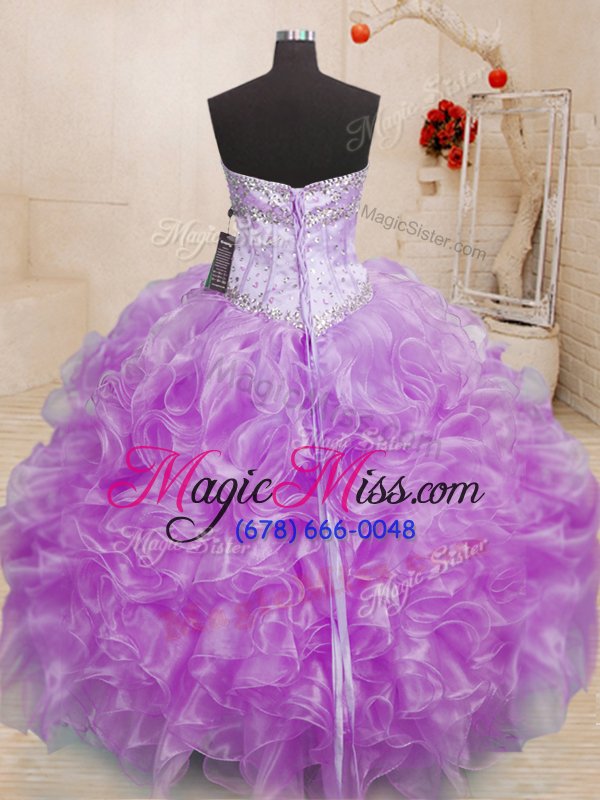 wholesale lilac sweetheart neckline beading and ruffles sweet 16 quinceanera dress sleeveless lace up