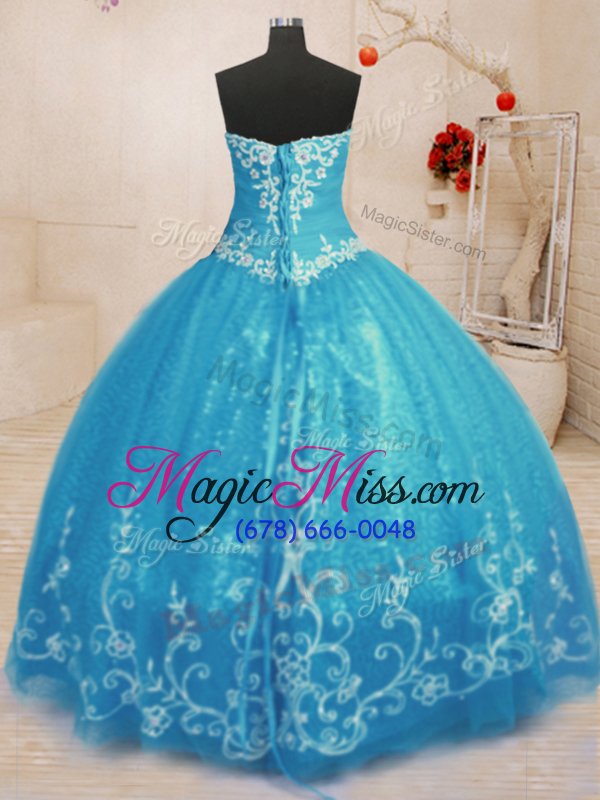 wholesale on sale ball gowns 15 quinceanera dress baby blue sweetheart tulle sleeveless floor length lace up