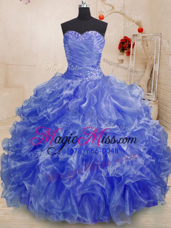 wholesale lovely purple lace up sweetheart beading and ruffles quinceanera gowns organza sleeveless