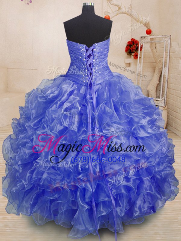 wholesale lovely purple lace up sweetheart beading and ruffles quinceanera gowns organza sleeveless