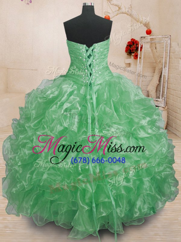 wholesale dynamic green quinceanera gown military ball and sweet 16 and quinceanera and for with beading and ruffles sweetheart sleeveless lace up