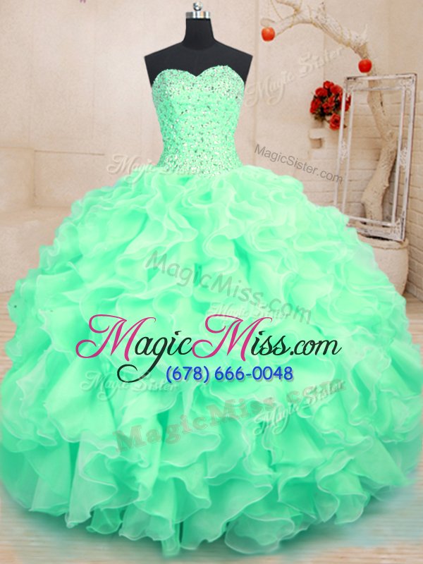 wholesale gorgeous floor length lace up vestidos de quinceanera apple green and in for military ball and sweet 16 and quinceanera with beading and ruffles